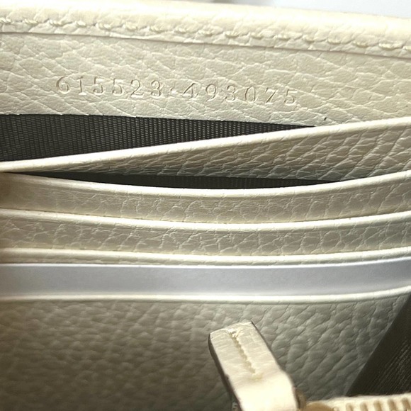 💛SOLD🖤 Ivory Gucci GG Interlocking Pebbled Leather Wallet On Chain - Picture 10 of 11